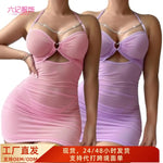 Cross-border foreign trade new perspective high elastic mesh yarn flirting underwear hip skirt pajamas nightgown sex women