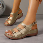Fashion Buckle Decor Platform Sandals Women Plus Size 43 Summer Wedges Gladiator Sandals Woman Open Toe Thick Sole Beach Sandles