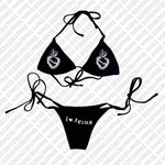 Punk Gothic Fashion Women Swimwear 2000s Emo Girls Y2k Style Letter Print Bikini Set Sexy Thong Swimsuit Two Pieces Bathing Suit