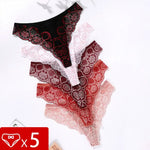 5pcs/Set Low Waist Multi-color Sexy Lace Women's Panties Floral Elegant Sexy Lingerie Breathable Comfort Lady Briefs Underwear