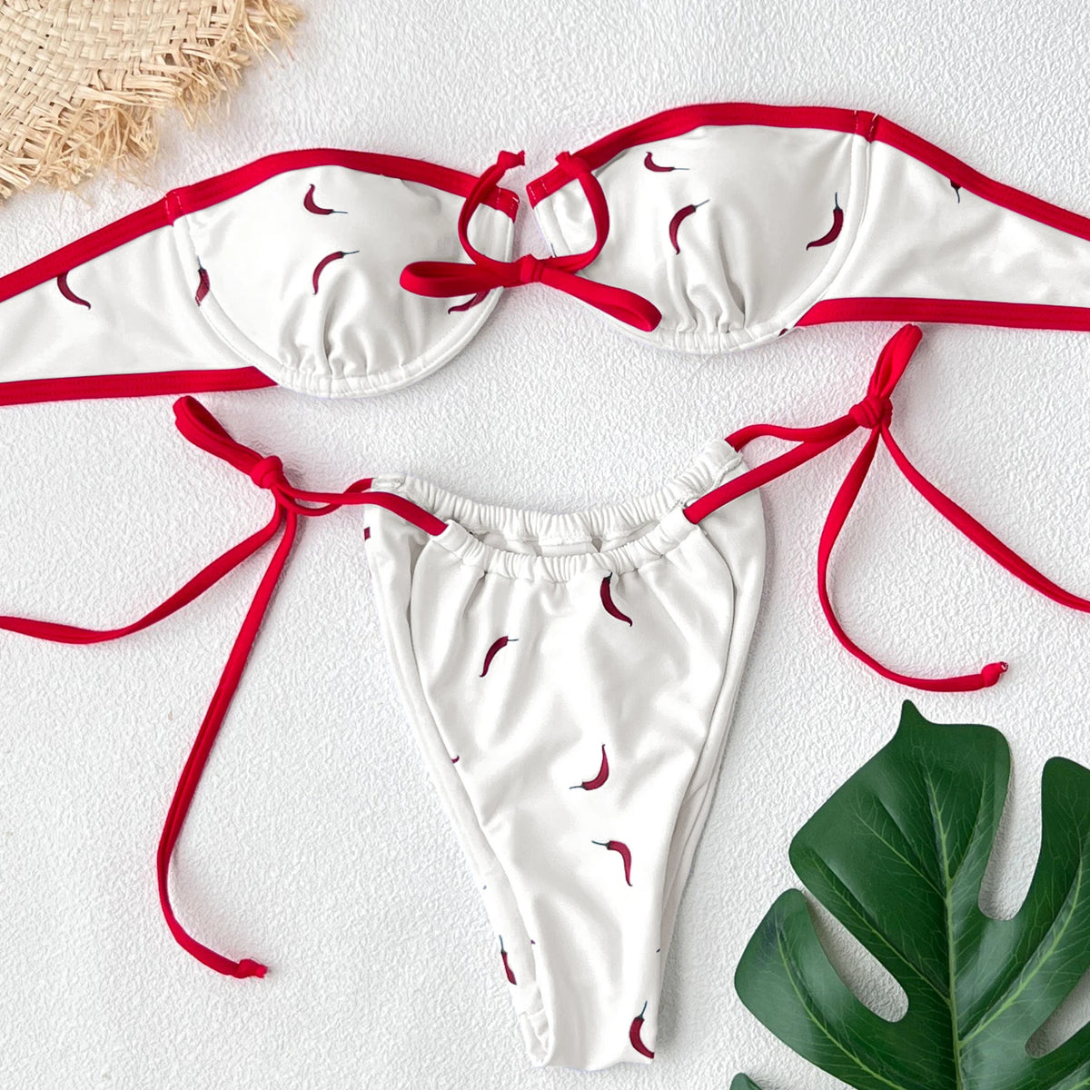 Bandeau 3Pcs Biquini Sexy Bikini Women Swimsuit Push Up Swimwear Female Strappy Bathing Suits Green Bodysuit Beachwear Swim Suit