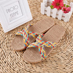 Women Indoor Slippers Home Flax Slides Summer Flat Shoes Woman House Floor Slippers Breathable Lovers Bedroom Shoes SH061202