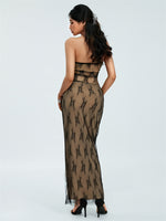 2 Piece Sets Women Lace Tie-up Tube Tops + Long Skirts Outfits Summer Streetwear Sexy Fairycore Y2K Aesthetic Clothes