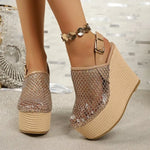 Platforms Sandals WomenWedges High HeelSandals Summer Pointed Toe Fashion Shoes