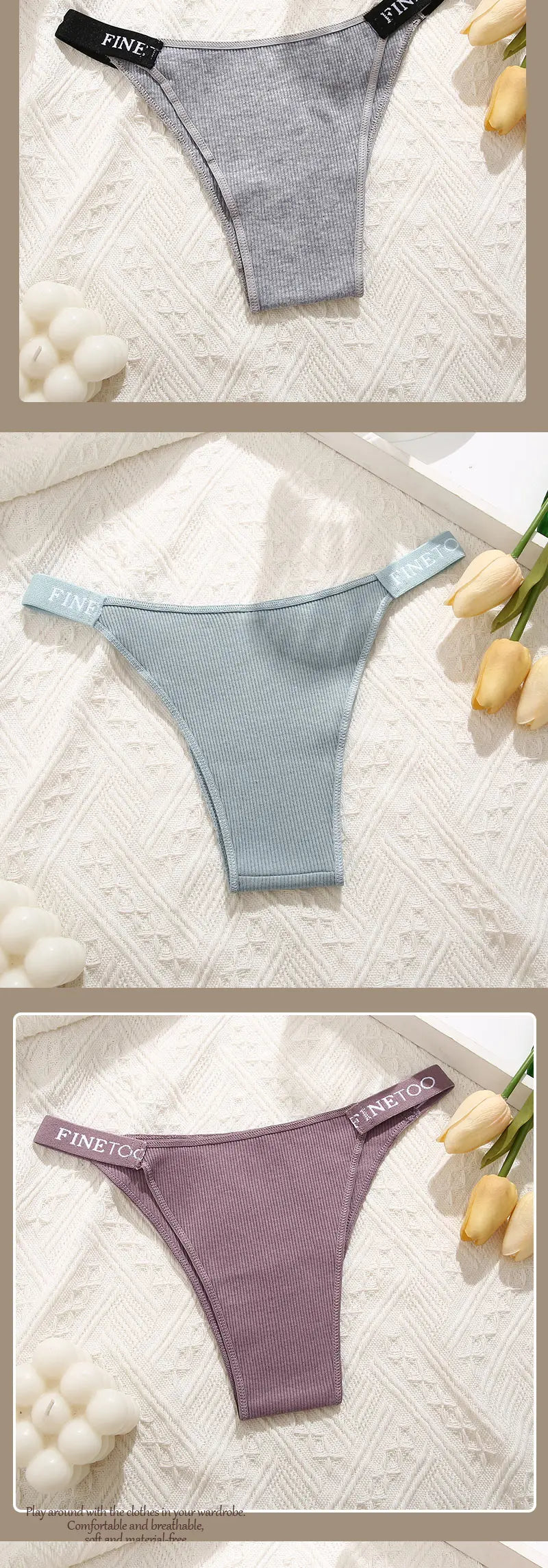 Women Cotton Maillard Brazilian Sexy Panties Breathable Low Waist Female Underwear Soft Solid Color Intimates High Elastic Linge