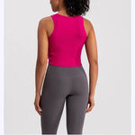 Women's Quick-Drying Breathable Yoga Vest for Fitness And Pilates Tight-Fit Exercise Top with Fixed Chest Cushion