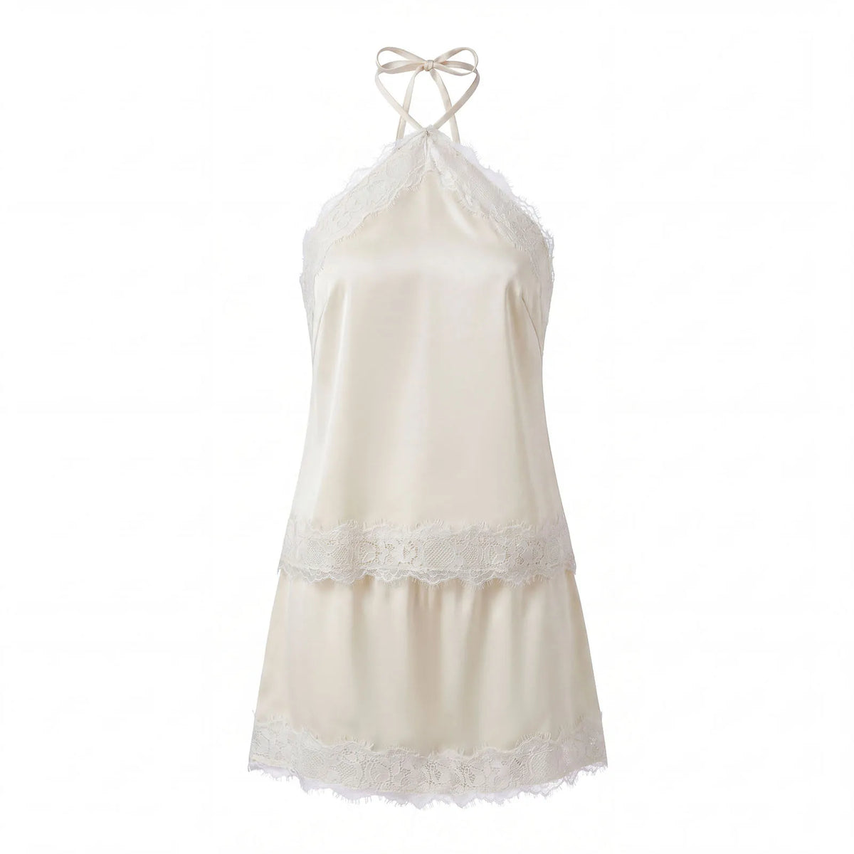 Women's Summer Satin Skirt Outfits Lace Trim Sleeveless Halter Camisole Tops with Mini Skirt 2 Piece Sets Retro Daily Date Wear
