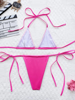 DEKA PU Faux Bikini Set Leather Halter High Leg Cut Female Swimsuit Women Sliver Swimwear Bikini Bather Bathing Suit Swim