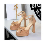 BIGTREE Model Catwalk Sequined Platform Pumps for Women Sexy Bowknot Party Nachtclub Stripper Heels Pole Dance Shoes Size 34-40