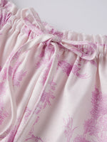Women's Floral Lace Hem Shorts Drawstring Elastic Waist Wide Leg Knee Length Shorts Daily Loose Casual Lounge Street Mid Pants