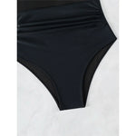 S - XL New Sexy Mesh Sheer V Neck Women Swimwear One Piece Swimsuit Female High Leg Cut Monokini Bather Bathing Suit Swim V5136