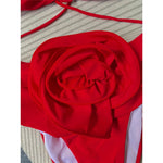 Sexy 3D Flower Wrinkled Female Swimsuit High Waist Bikini Women Swimwear Two-pieces Bikini set Bather Bathing Suit Swim Y4939