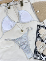 2026 New Sexy Bikini Women White Shiny Tassels Swimwear Swimsuit Halter Bikinis Set Bathing Suit Beach Vacation Bikini Female