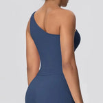 Women Seamless Cloud Feel One-Shoulder Waist-Cinching Yoga Vest Quick-Dry Slimming Sports Shaping Underwear Running Fitness Top