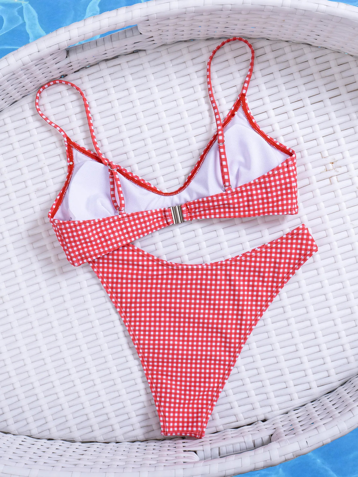 Sexy Red Plaid Micro Bikini 2026 Women Brazilian Push Up Bra High Waist Swimsuit Summer Holiday Bathing Suit Swimwear Biquini
