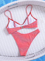 Sexy Red Plaid Micro Bikini 2026 Women Brazilian Push Up Bra High Waist Swimsuit Summer Holiday Bathing Suit Swimwear Biquini