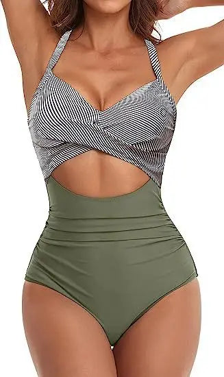 Leopard One Piece Swimsuit 2024 New Halter Push Up Swimwear Women Swimsuit Bathing Suit Beachwear Monokini Female Swimming Suits