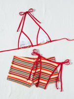 DEKA New Rainbow Striped Bikini Set Women Triangle Swimsuit Micro Swimwear Print Bathing Suit Brazilian Biquini Beach Wear