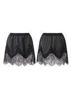 Summer Women's Satin Short Skirts Elastic Waist Lace Patchwork Skirts Half Slip Skirts Fashion