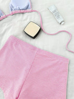 Sexy Blue Plaid Bikini Set 2026 Women Bow Strap Bandage Push Up High Waist Panties Swimsuit Beach Bathing Suit 2 Piece Swimwear