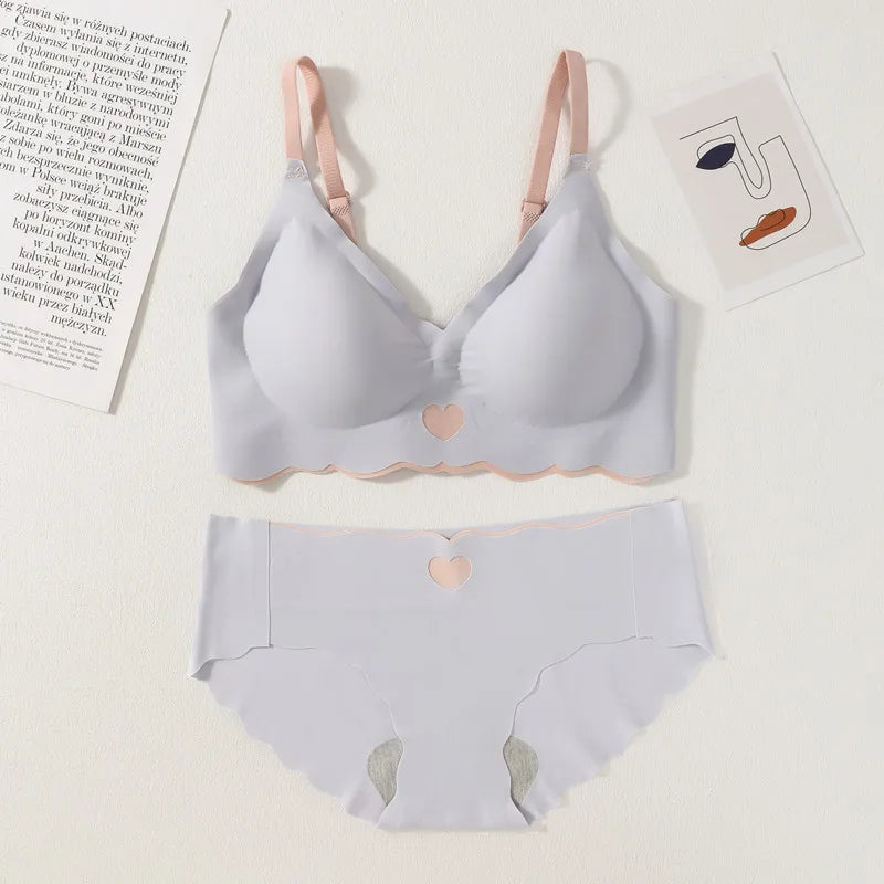 Women Push Up Bra And Panties Set Non-wire Bra Sexy Lingerie Set Low Waist Briefs Women's Comfy Underwear Set Female Intimates