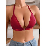 1pcs Sexy Backless Women Bras Intimate Lingerie Removable Female Underwear Breathable Push Up Brassiere Deep V-neck Wireless Bra