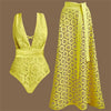 2Pcs Laster Cut Swimsuit Women Sexy Bikini Push Up Swimwear 2025 V Neck Swim Suit Female Bandeau Biquini Bathing Suit Beachwear