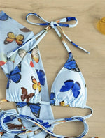 White Butterfly Print Swimwear Cover Up Bikinis Sets 3 Pieces Sexy Swimsuit Women 2026 Beach Wear Halter String Triangle Bikini