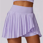 Sports Tennis Short Skirt Women's Summer Pleated Fake Two-piece Quick Drying Skort Fitness High Waist Pocket Yoga Running Skirts