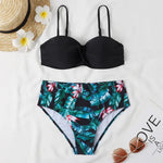 Print Bandeau Bikini Swimsuit Women Push Up Bikini Set Swimwear Female High Waisted Bathing Suit Beach Wear Brazilian Biquini