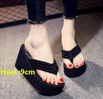 Women Fashion Slippers Super High Heels Beach Flip Flops Soft EVA Summer Shoes Woman Platform Slides 11CM Ladies Sandals SH07021