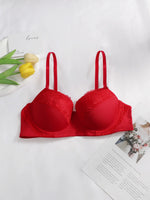 Hot selling Sexy Women's New Year bra lace gathering big red festive hot sexy lingerie Push Up brassiere J2475