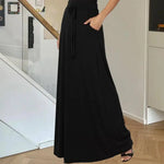 Women Maxi Skirt Adjustable Drawstring High-Waisted Solid Color Long Skirt with Pockets Casual Work Skirt Skirts for women