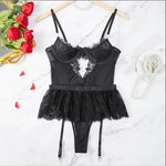 Underwire Bra Lingerie Women's Mesh Steel Ring Bra Lace Garter Belt Thong Sexy Set Erotic Underwear Suits Sissy