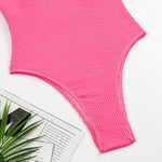 Candy Color One Piece Swimsuit Fabric Crinkle Cloth Wavy Strip Bikini for Women Fluorescent Pleated Cloth Swimwear