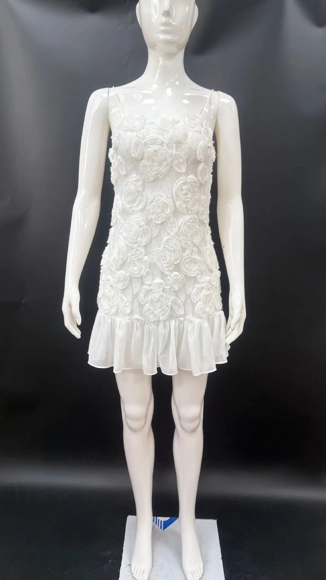 2025 Summer Lady New 3D Flower White Mini Chiffon Dresses Sexy Backless Simple Elegant Fashion Ladies Slim Holiday Party Outfits