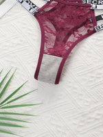 4 pieces of multi colored mother belt hollow out sexy lace low waisted thong hip lifting party underwear C856