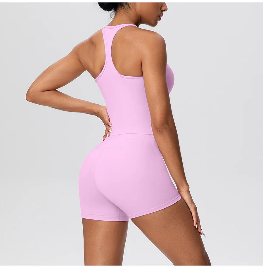 New 2Pcs Yoga Sets Naked Feel Women Workout Fitness Gym Clothes High Waist Yoga Shorts And Sports Bra Impact Shorts Workout Sets