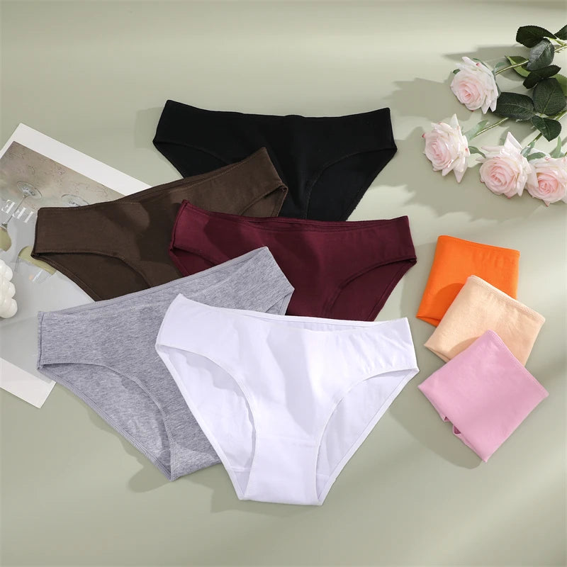 3Pcs Women Cotton Panties for Women Sexy S-XL Low Waist Briefs Female Breathable Underwear Girl Intimates Lingerie Solid Color