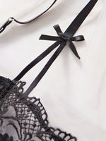Lady Floral Embroidery Lingerie Set Women Sheer Bra and Brief Underwear Set Satin Sexy Intimates Underwear