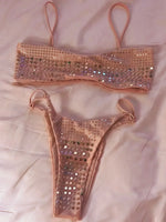 2026 Shiny Sequins Bandeau Bikini Women Swimwear Female Swimsuit Two-pieces Bikini Set Bather Bathing Suit Swim Lady Beachwear