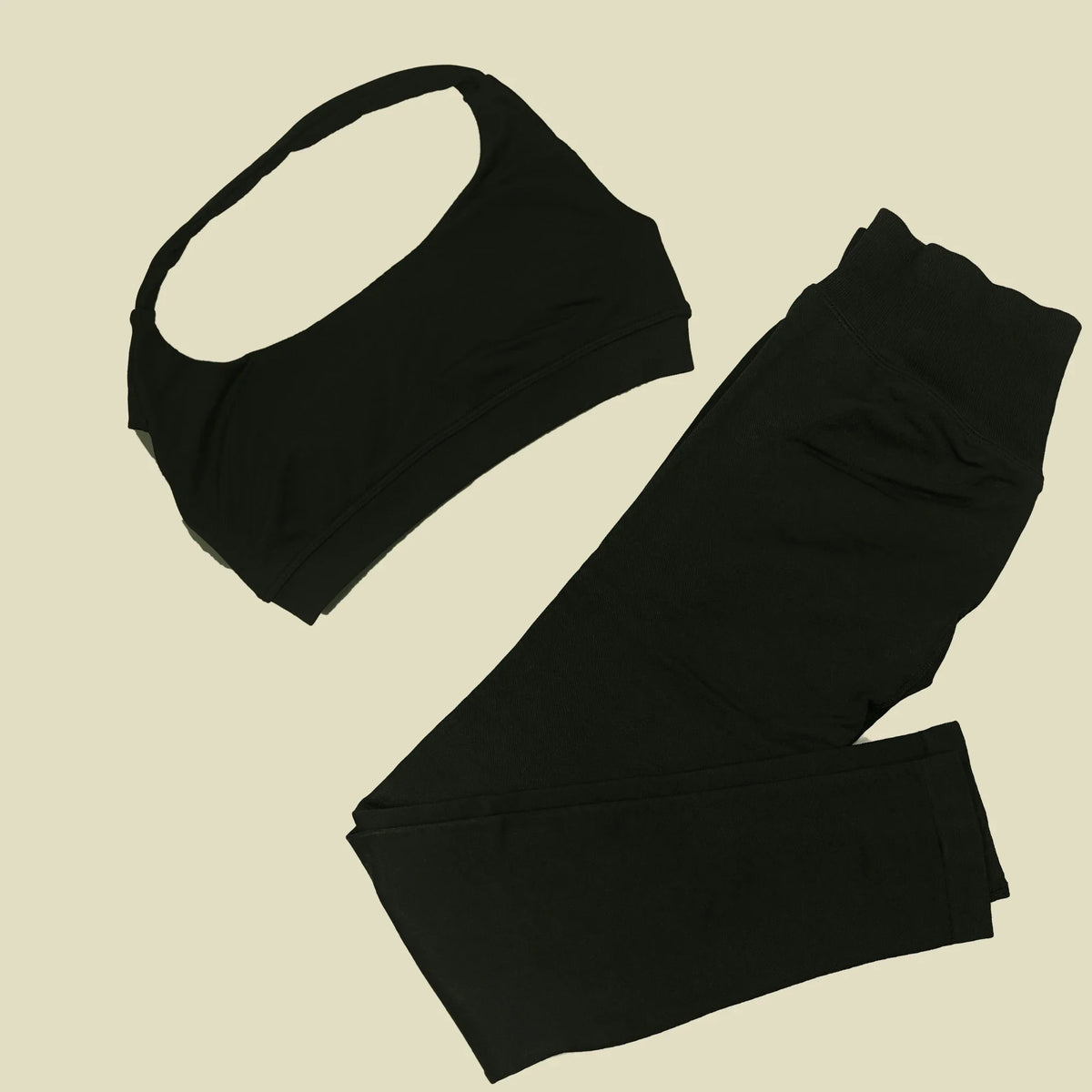 STOUREG Open Back Yoga Bras Pants Sets Seamless 2pcs Sculpt Sports Leggings Gym Halter Crop Tops Hip Lift Push Up Workout Tights