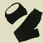 STOUREG Open Back Yoga Bras Pants Sets Seamless 2pcs Sculpt Sports Leggings Gym Halter Crop Tops Hip Lift Push Up Workout Tights
