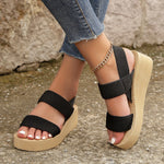 New Minimalist Slingback Wedge Sandals Summer Light Weight Shoes Striped Color Sole Thick Bottom Ladies Leisure Sandalias
