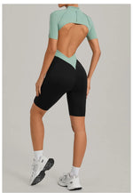 Women's Seamless Yoga Jumpsuit Sports Workout Running Hip-lifting Slim Fit Shorts One-Piece Training Fitness Gym Bodysuit