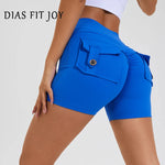 DIAS FIT JOY Tight Women's Shorts Pocket High Waist Lifting Buttocks Quick Drying Yoga Shorts
