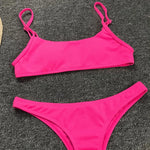 Sexy Neon Yellow Ribbed Brazilian Bikini Women Swimwear Female Swimsuit Two-pieces Bikini Set High Cut Bather Bathing Suit Swim