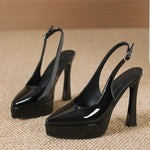 Baotou Slingbacks Sandals Women's Summer 2026 New Pointed Thin Heel High Heels for Ladies Waterproof Table Not Tired Foot Shoes