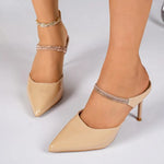ElegantWoman Pumps Sexy Pointed Toe Thin High Heels Fashion Slide Sandals PartySlippers