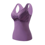 Seamless Velvet Women Vest Winter Women Thermal Vest with Chest Pads V Neck Slim Fit Elastic Sleeveless Bottoming Tank Top